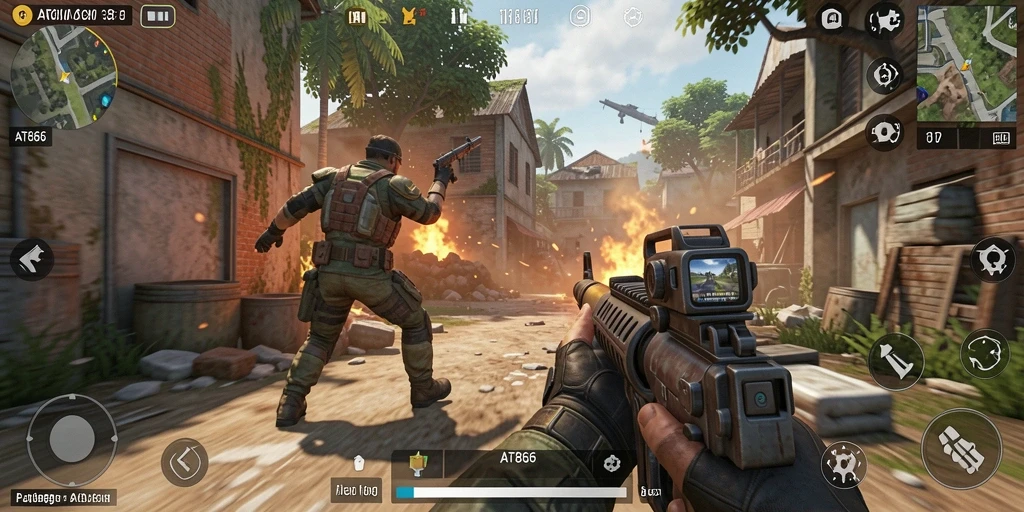 Tampilan gameplay seru dan menegangkan dari AT866 di medan perang.