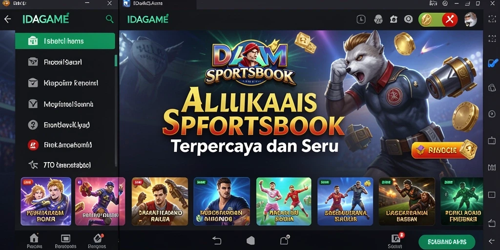 Tampilan antarmuka utama IDAGAME dengan berbagai pilihan taruhan.